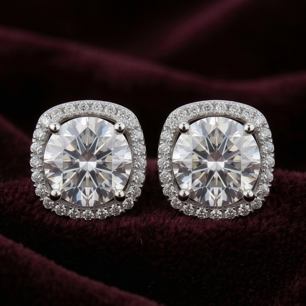 Evorra's Imperial Solitaire Halo Lab Grown Diamond Earrings