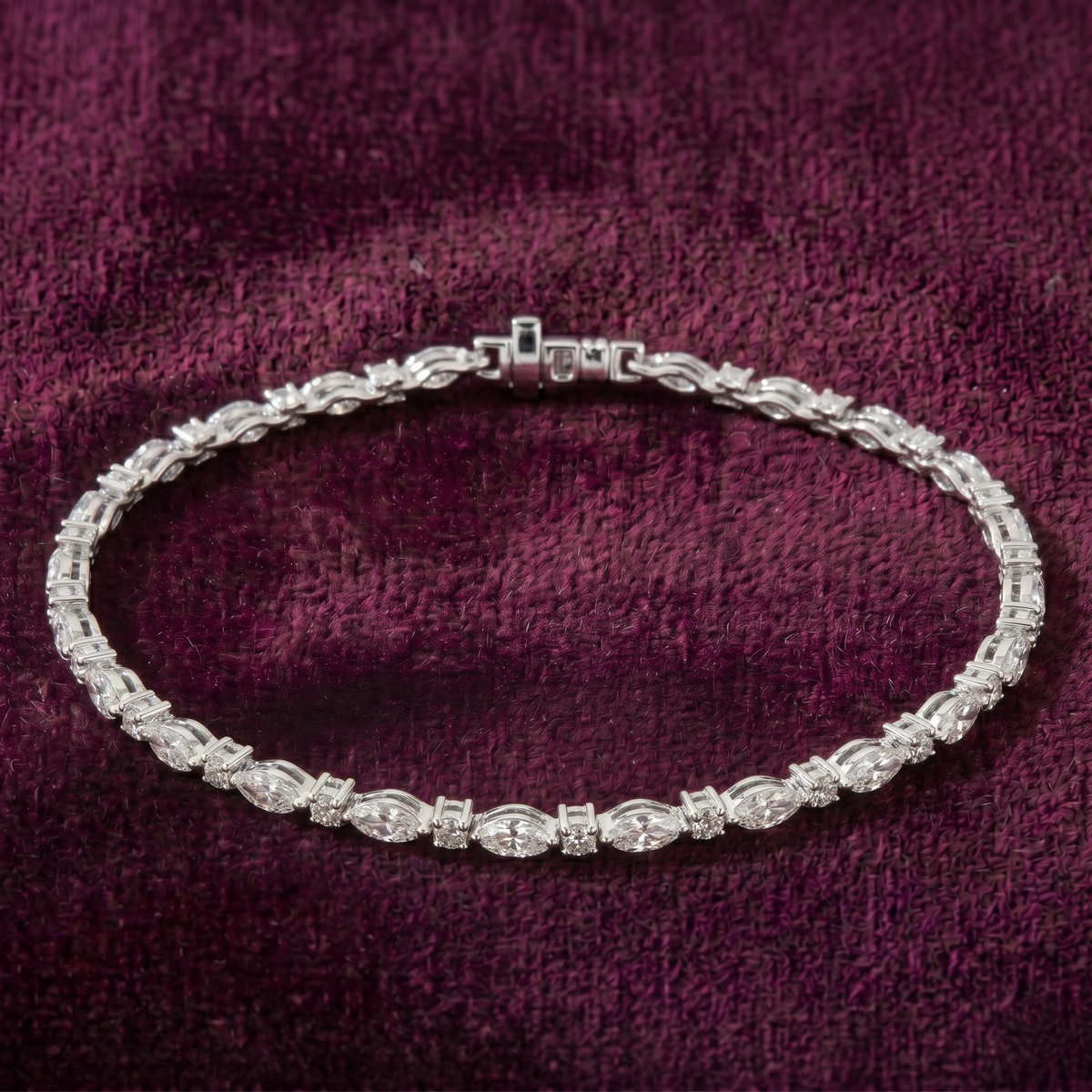 2.40 Carat Marquise & Round Alternating Tennis Bracelet