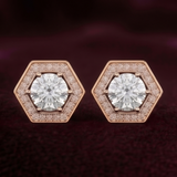 Hexa-Halo 1 Carat Solitaire Lab-Grown Diamond Earrings