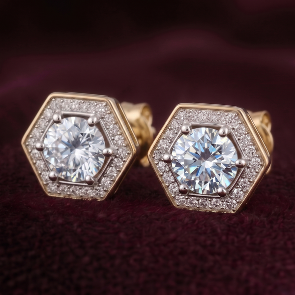 Hexa-Halo 1 Carat Solitaire Lab-Grown Diamond Earrings