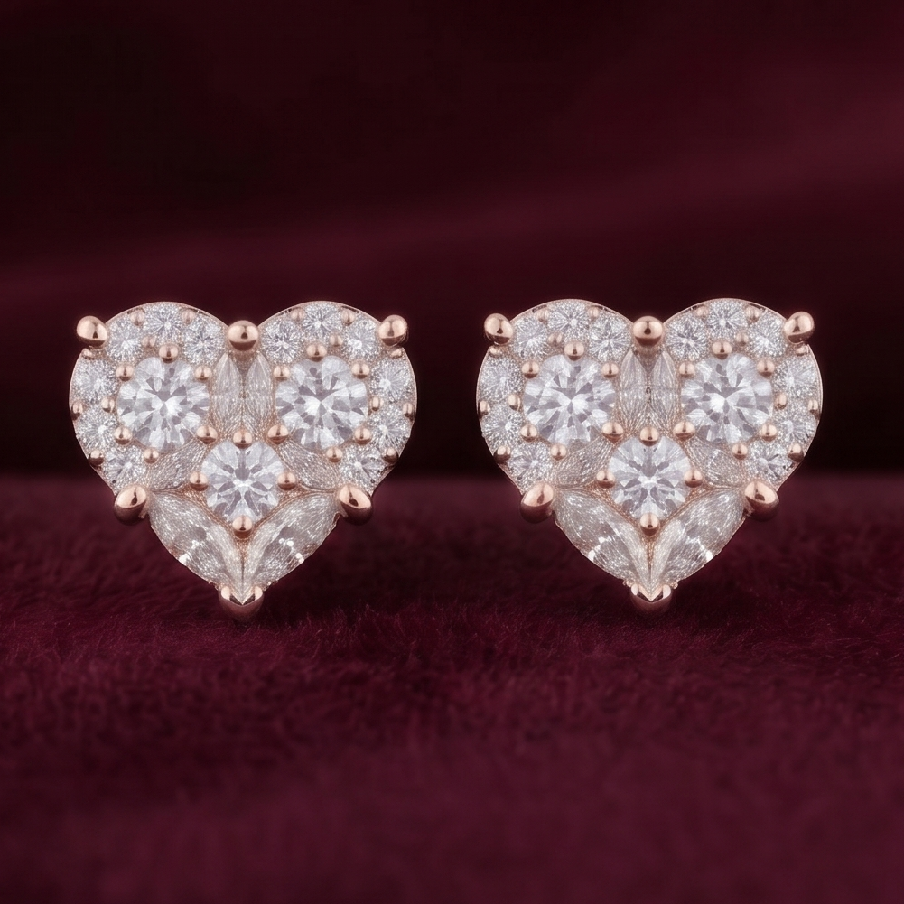 Evorra Sacred 1.72 Carat Heart Diamond Studs