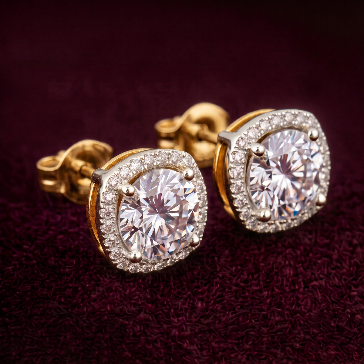 Evorra's Imperial Solitaire Halo Lab Grown Diamond Earrings