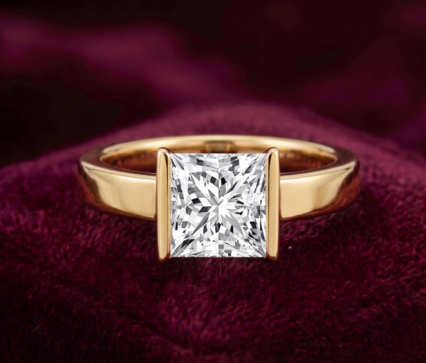 The Half-Bezel 2 Carat Princess Solitaire Ring
