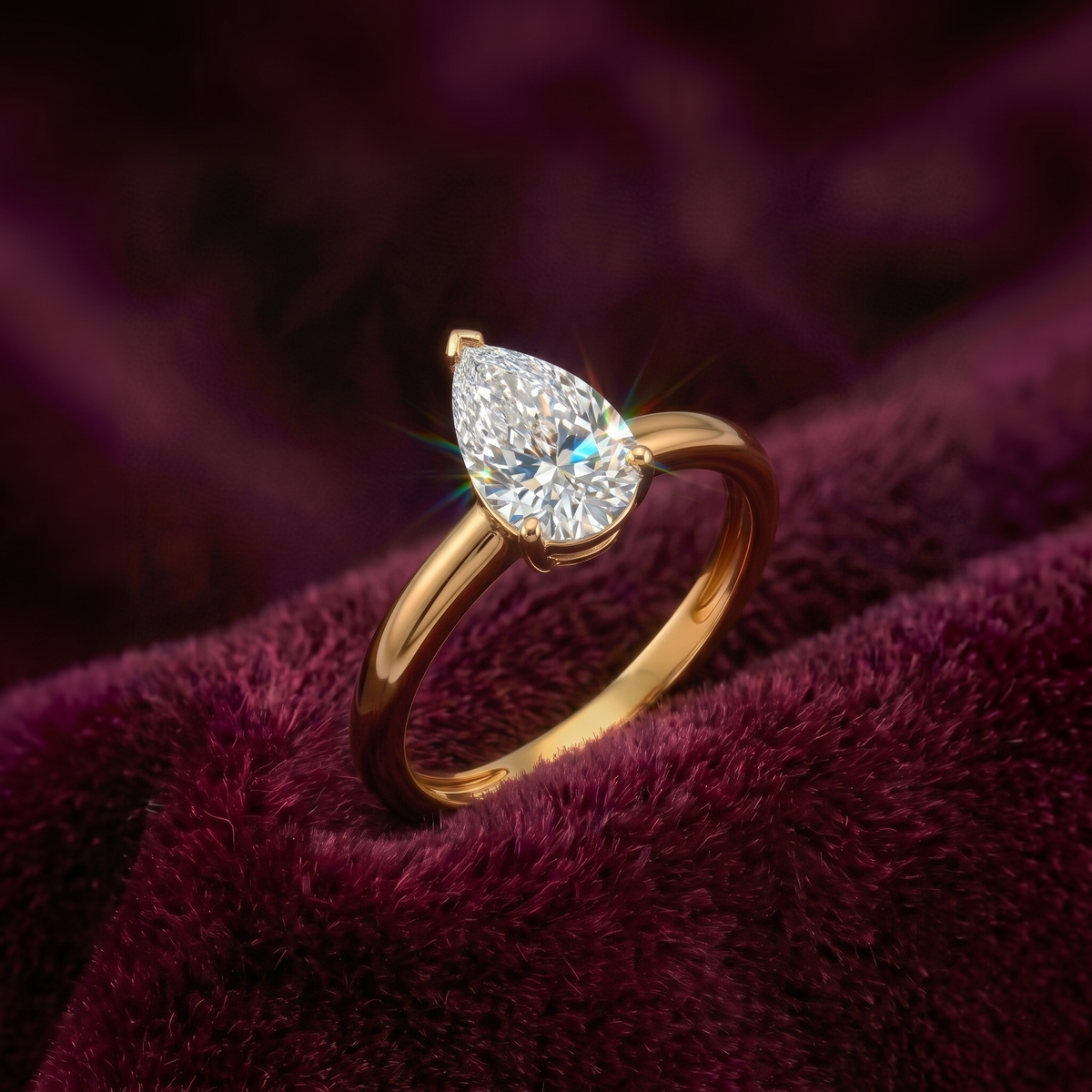1 Carat Pear Solitaire Ring